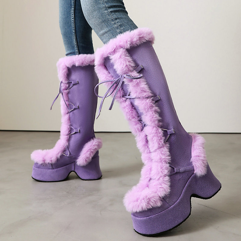 Women'S Shoes Chelsea - Sepatu Bot Platform Berbulu Gaya Lolita