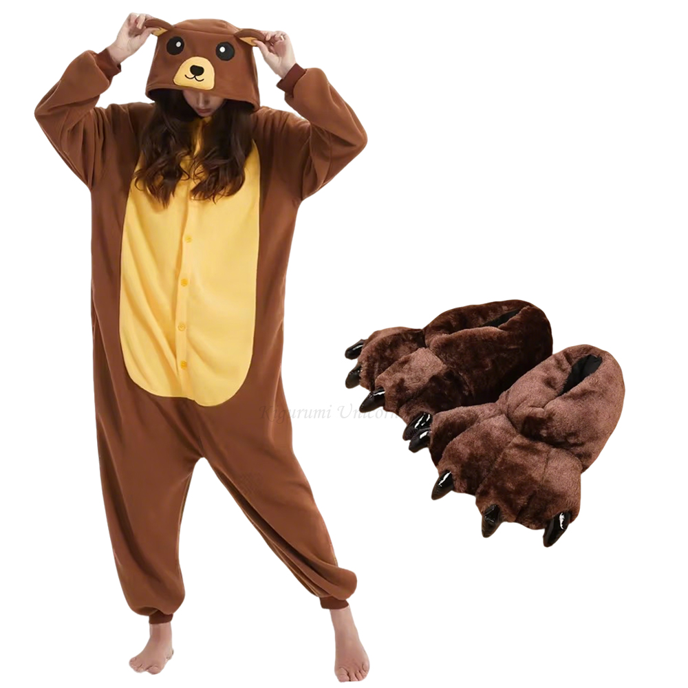 Women Shoes Xxl - Piyama Onesies Unicorn Kigurumi Beruang Coklat