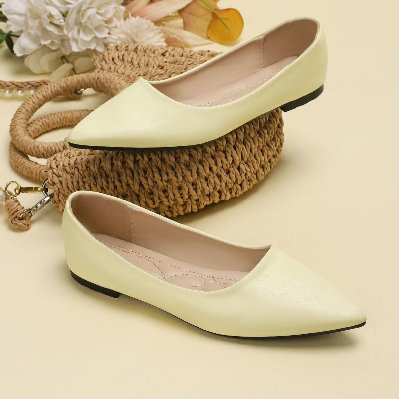 Pointed Toe Flat - Sandal Datar Warna Solid Musim Panas,