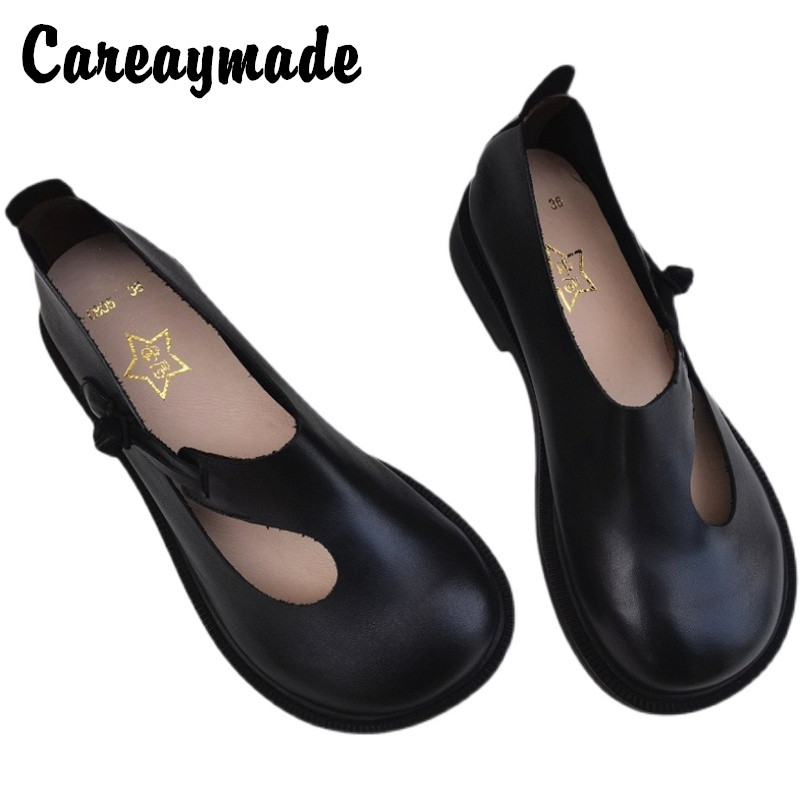 Women Shoes Black - Careaymade-Sepatu Besar Kulit Asli Sepatu Wanita