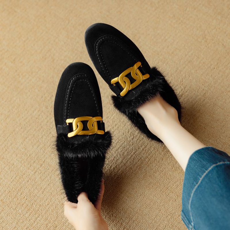 Women Shoes Black - Sepatu kulit domba Suede untuk wanita,