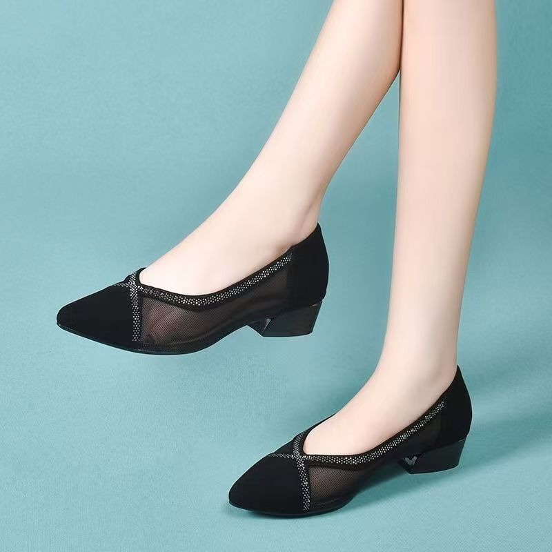 Women Shoes Black - Sepatu Wanita Hak Rendah Model Runcing
