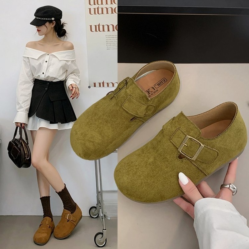 Pointed Toe Flat - Sepatu Birken Wanita Berbahan Suede, Model