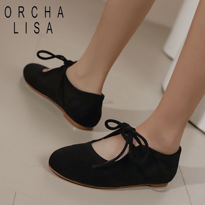 Women'S Shoes Extended Sizes - ORCHA LISA Fashion Flock Suede Sepatu