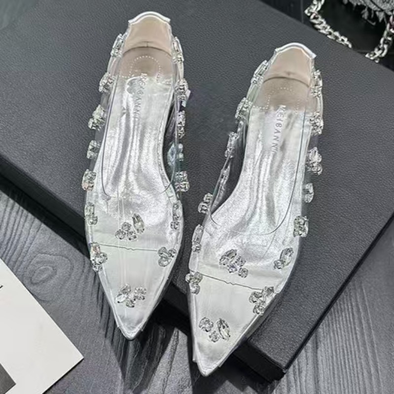Sepatu Wanita Transparan PVC B - Pointed Toe Flat ulasan dan harga