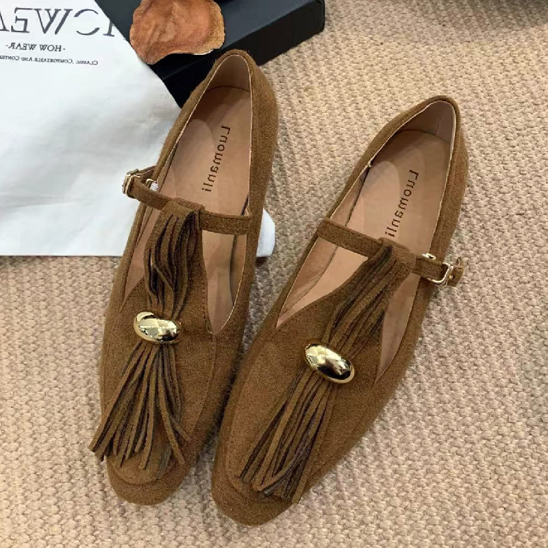 Sepatu Flat Tipe T Suede Palsu - Women Shoes Types ulasan dan harga