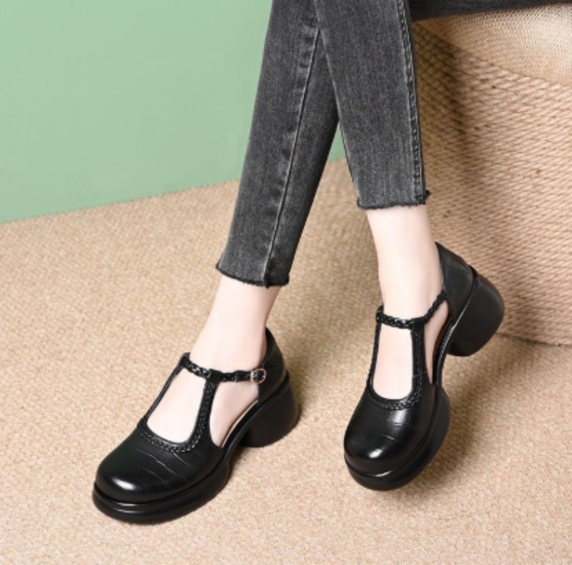 Sandal Mary Jane Wanita Warna  - Women Shoes Black ulasan dan harga