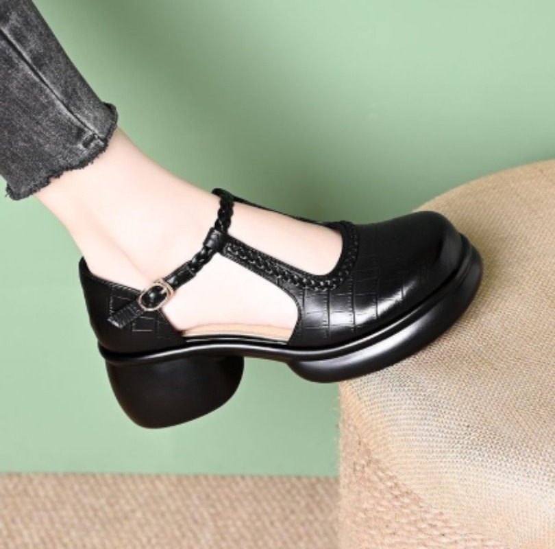 Sandal Mary Jane Wanita Warna  - Women Shoes Black ulasan dan harga